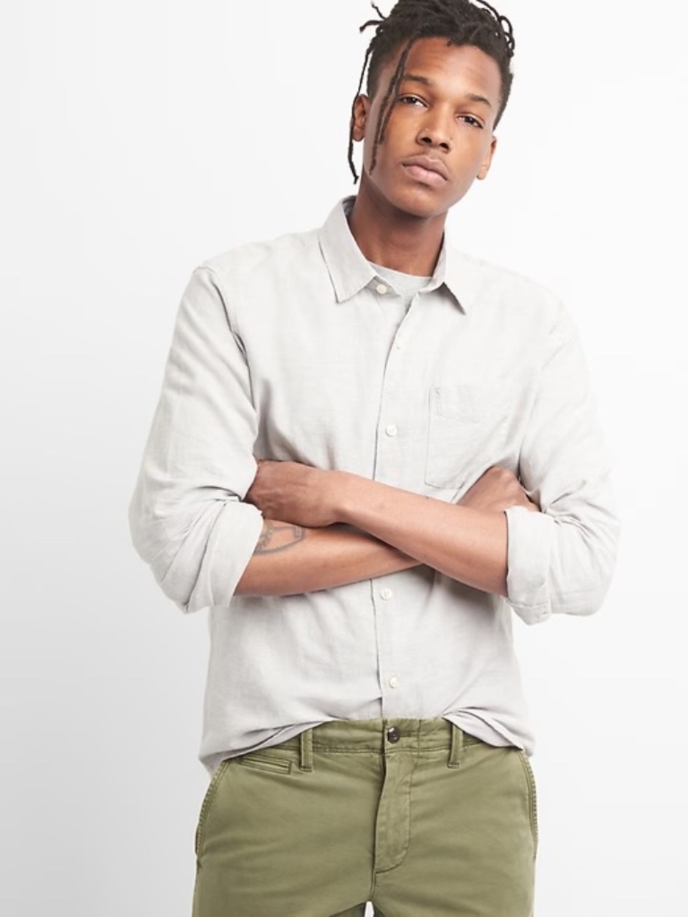 GAP Standard Fit Linen-Cotton Button Down Shirt